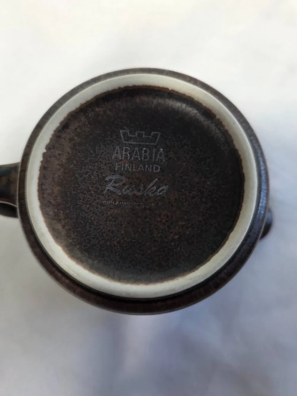 Arabia of Finland Rushka Creamer Light & Dark Brown Spotted NEW